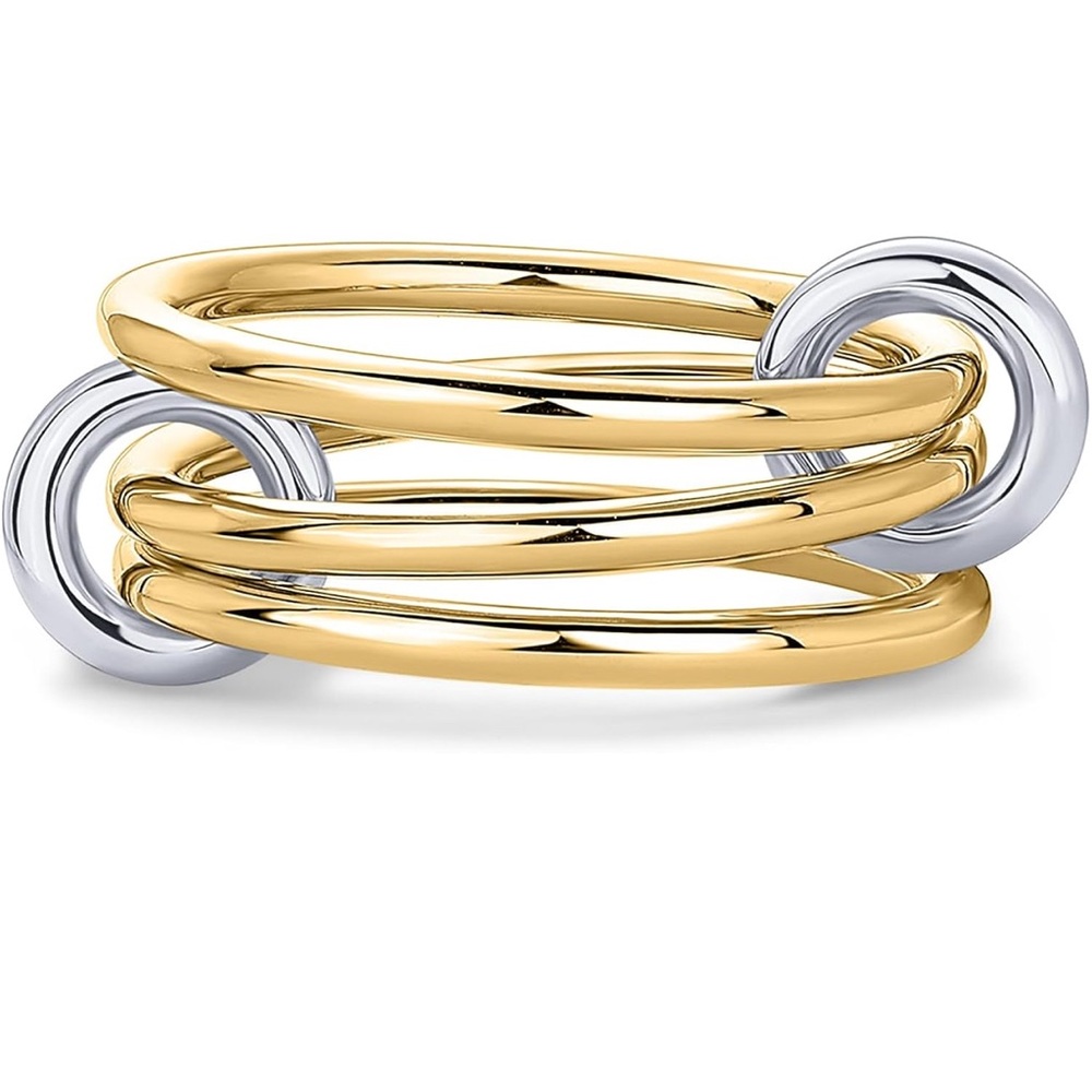 Elegant Gold and Silver Interlocking Ring